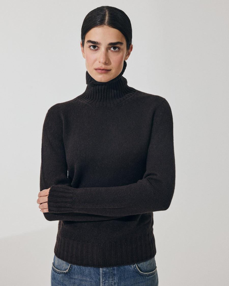 Scaglione TURTLE NECK SOFT HYBRID CASHMERE EBANO Outlet