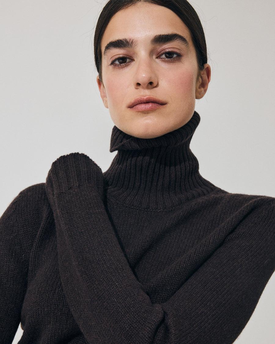 Scaglione TURTLE NECK SOFT HYBRID CASHMERE EBANO Outlet