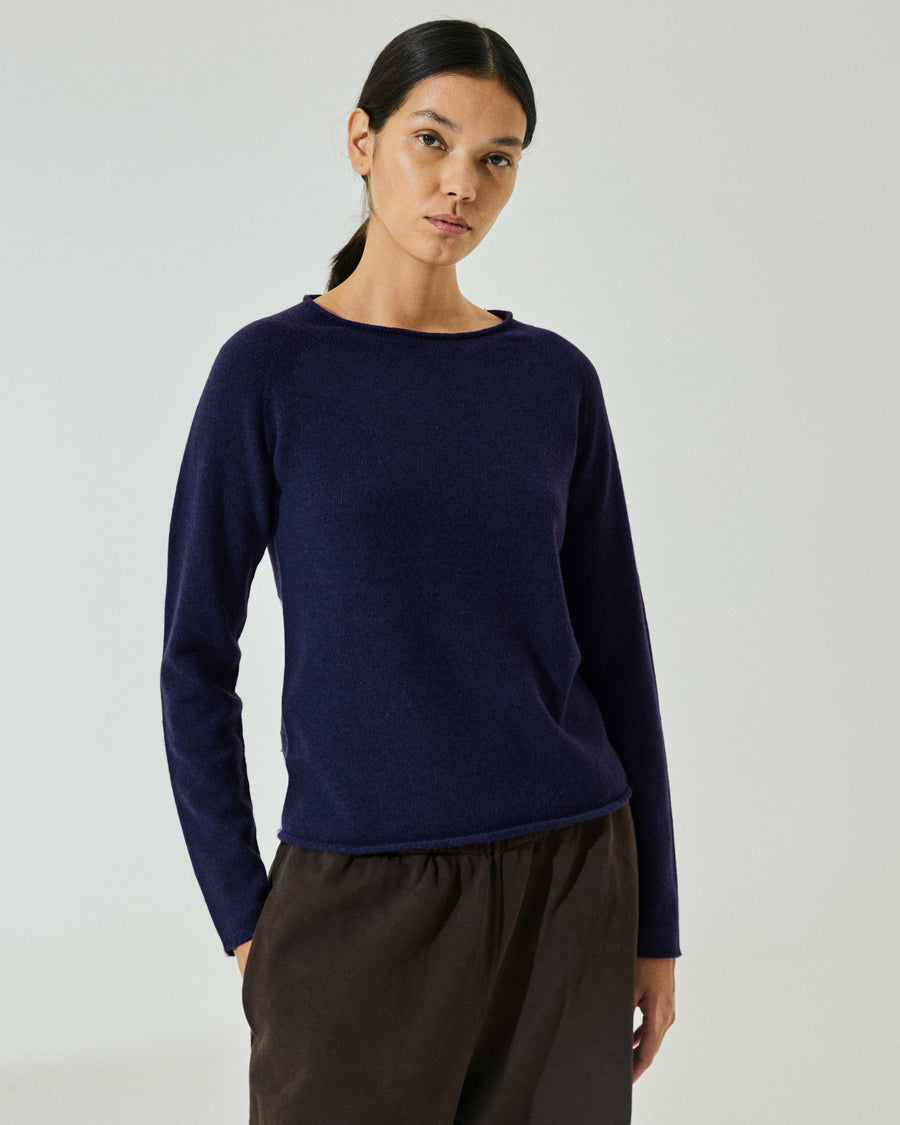 Scaglione ROUND NECK RAGLAN SEAMLESS HYBRID CASHMERE NAVY Offerta Giorno del Papà