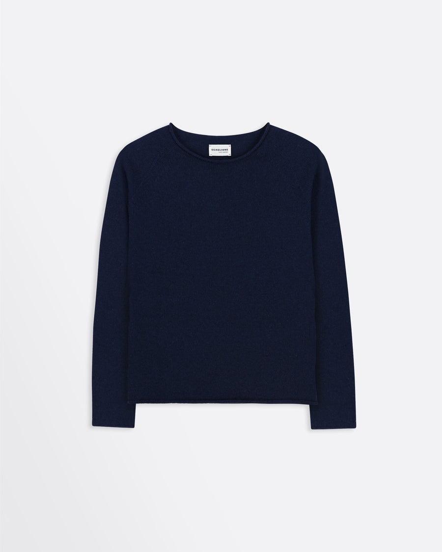 Scaglione ROUND NECK RAGLAN SEAMLESS HYBRID CASHMERE NAVY Offerta Giorno del Papà