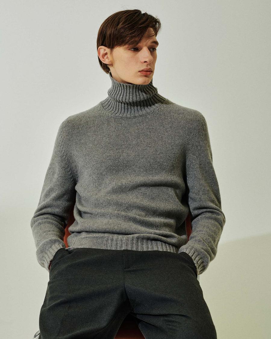Scaglione TURTLE NECK SOFT HYBRD CASHMERE GREY Super Saving Price