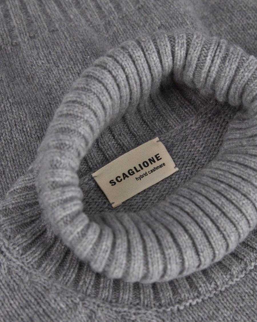 Scaglione TURTLE NECK SOFT HYBRD CASHMERE GREY Super Saving Price