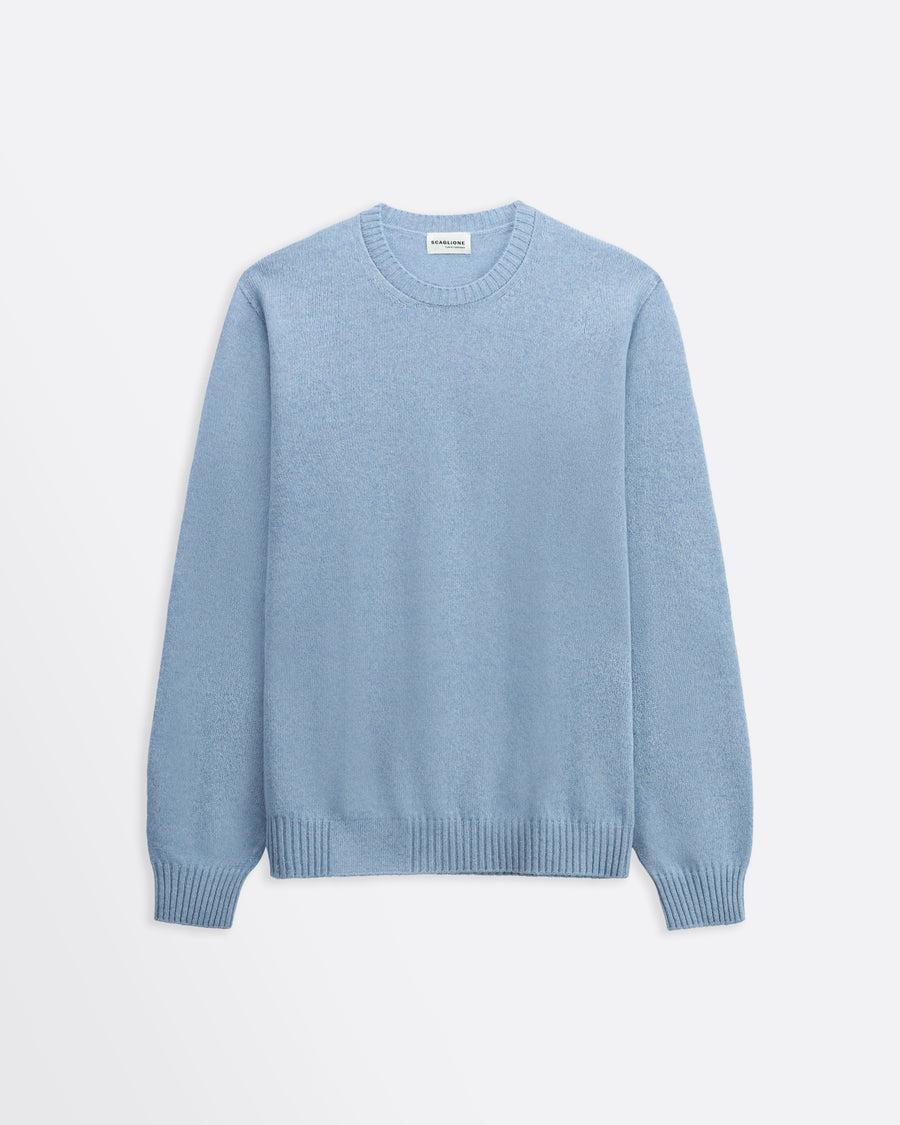 Scaglione ROUNDNECK SEAMLESS HYBRD CASHMERE CASH CELESTE Offerta speciale della fabbrica