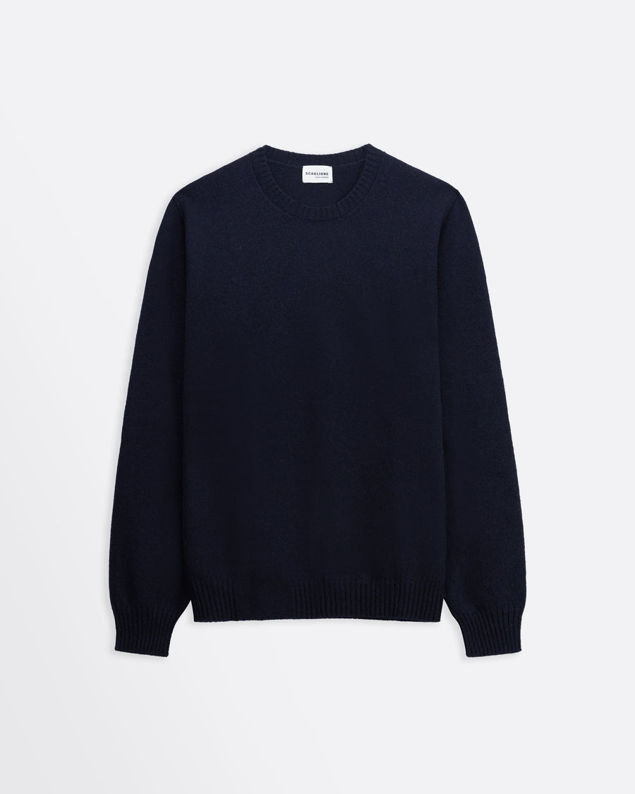 Scaglione ROUNDNECK SEAMLESS HYBRD CASHMERE CASH NAVY Sostegno trimestrale