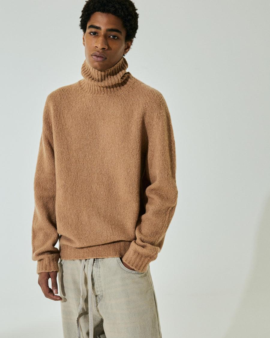 Scaglione TURTLENECK SEAMLESS PUFFED CASHMERE CAMEL 50% di sconto con spedizione gratuita