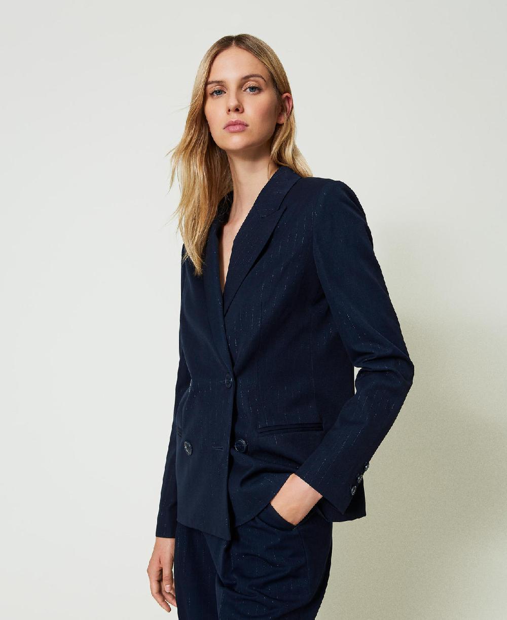 Scee by twin set Giacca blazer gessata lurex Fino Al -60%