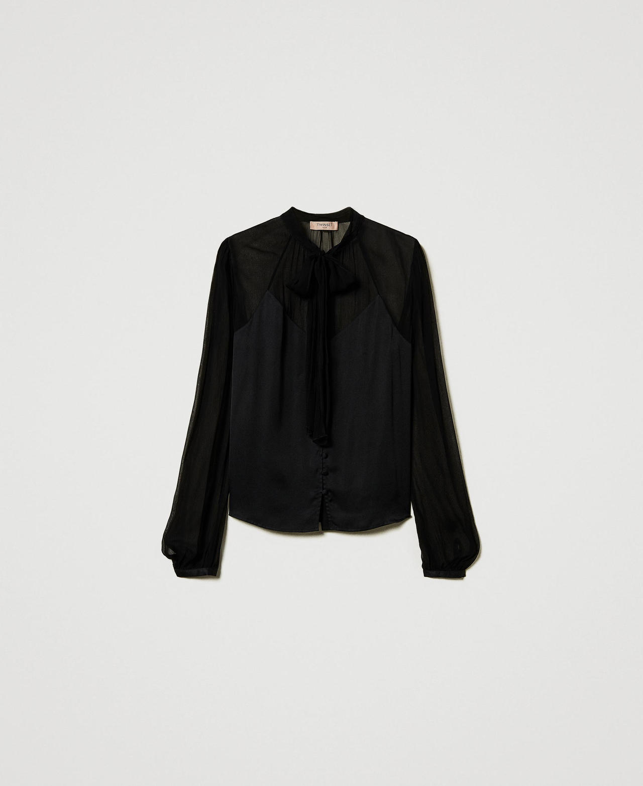 Scee by twin set Camicia in raso e chiffon Sottocosto