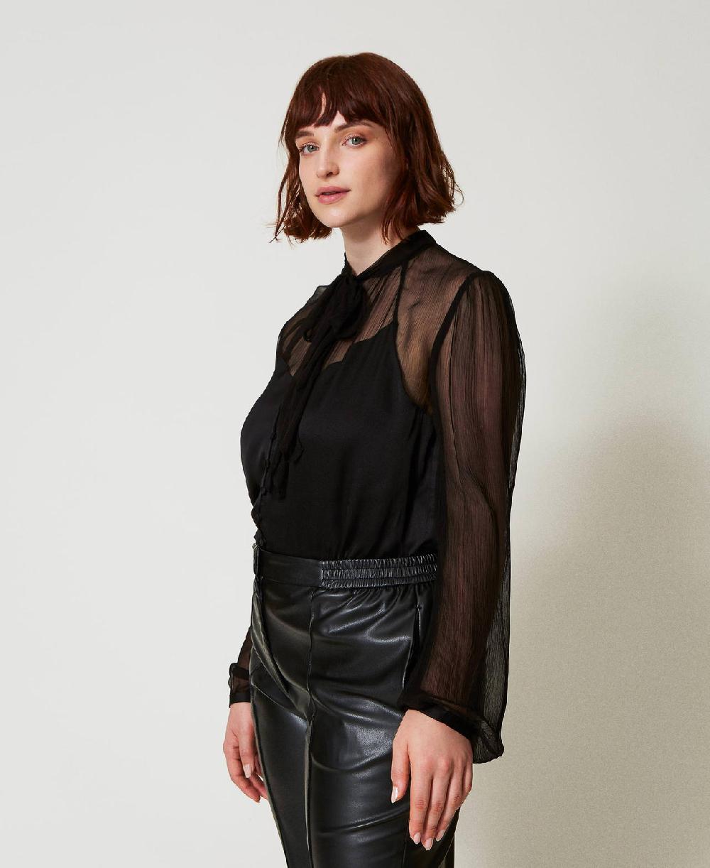 Scee by twin set Camicia in raso e chiffon Sottocosto