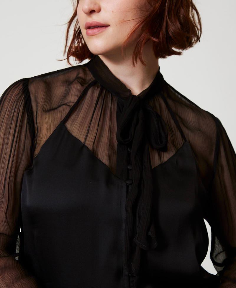 Scee by twin set Camicia in raso e chiffon Sottocosto