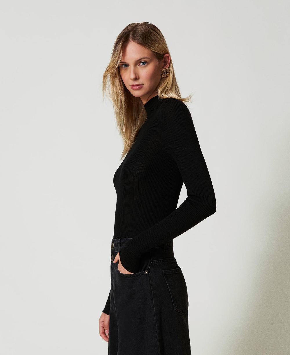 Scee by twin set Maglia lupetto seamless in lana Offerta