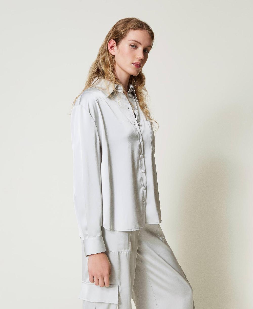 Scee by twin set Camicia in raso con bottone gioiello Economico