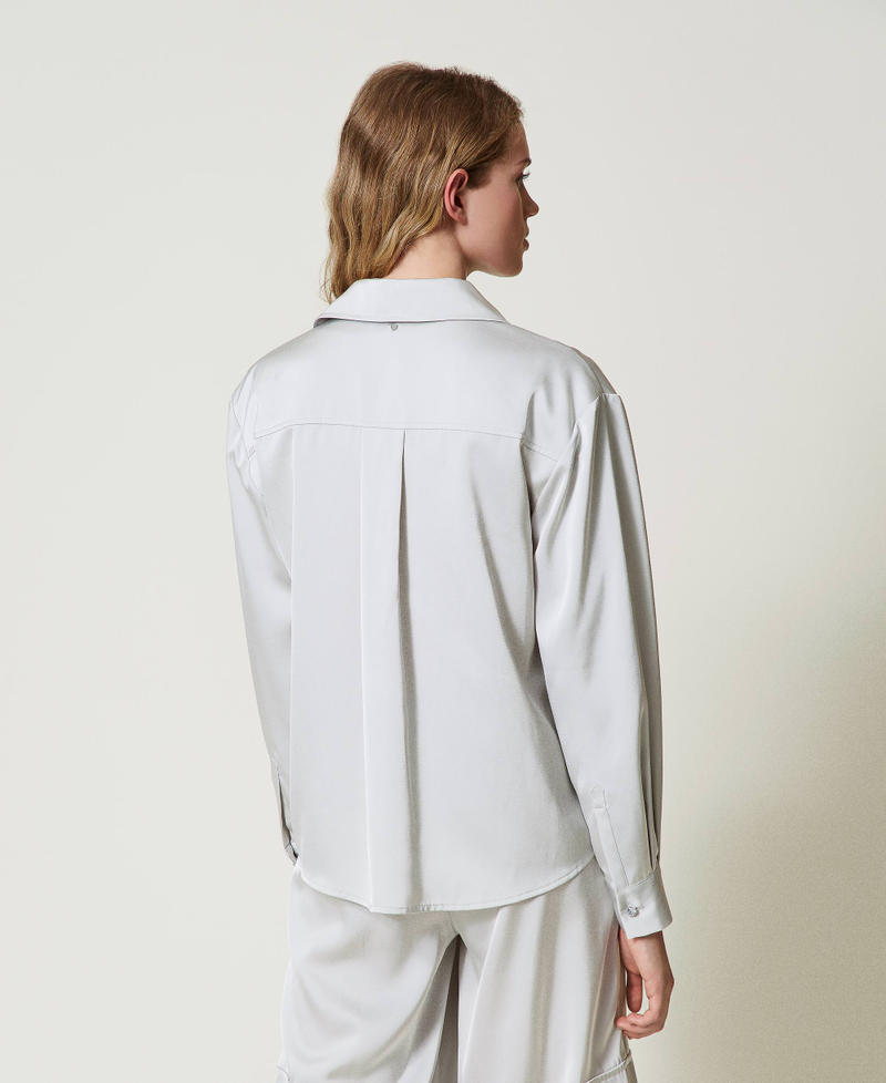 Scee by twin set Camicia in raso con bottone gioiello Economico