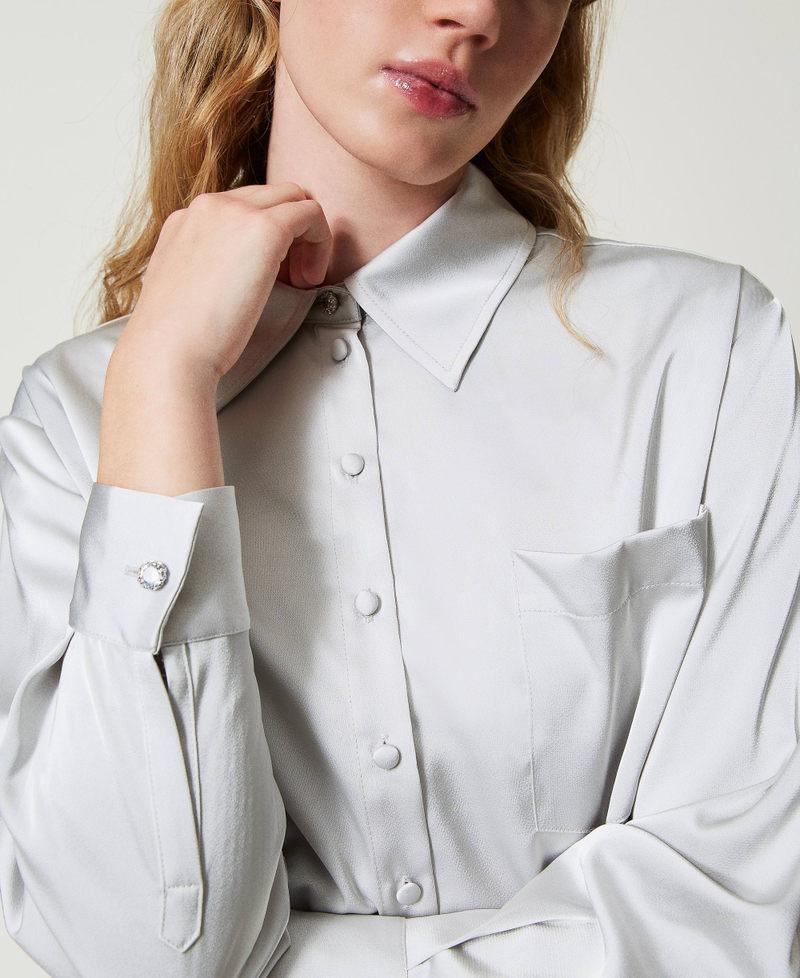 Scee by twin set Camicia in raso con bottone gioiello Economico