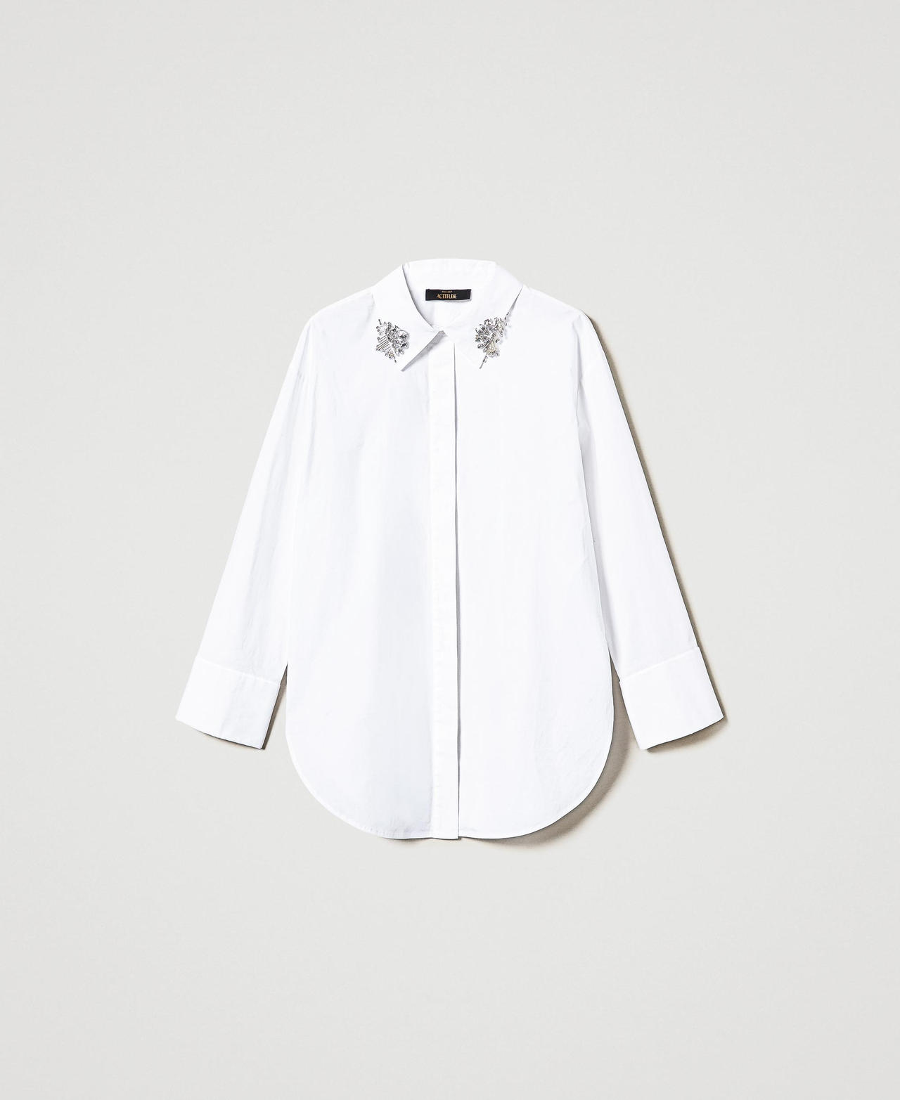 Scee by twin set Camicia over in popeline con ricami Saldi