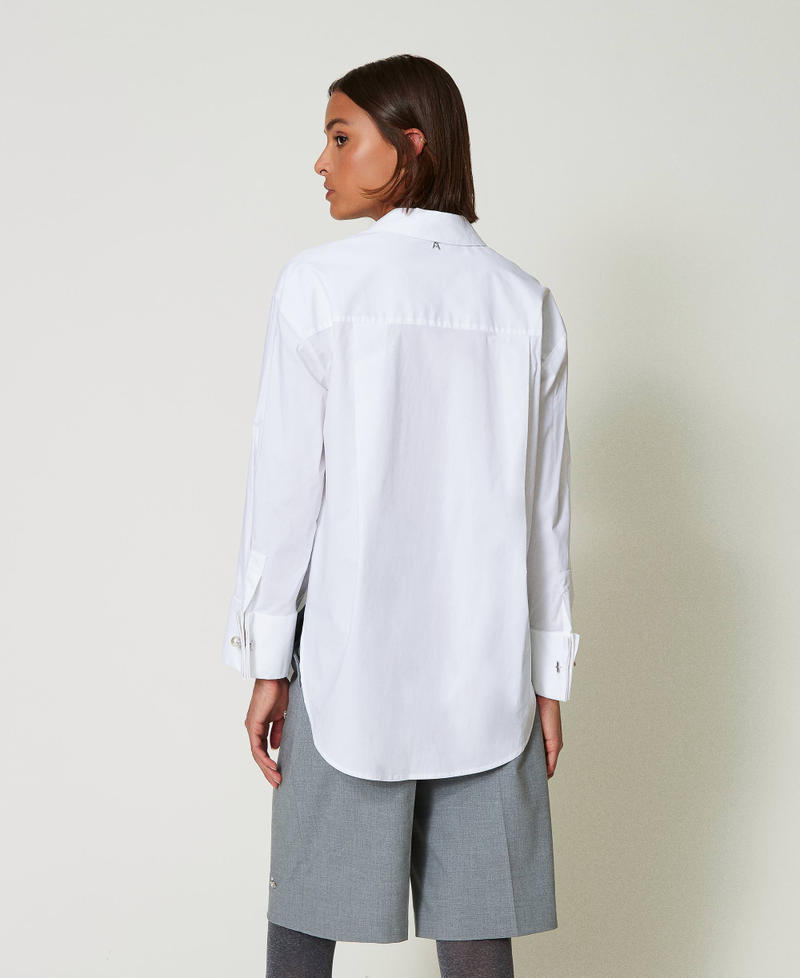 Scee by twin set Camicia over in popeline con ricami Saldi
