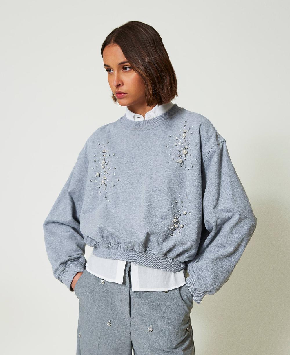 Scee by twin set Felpa boxy con ricamo a mano Offerte