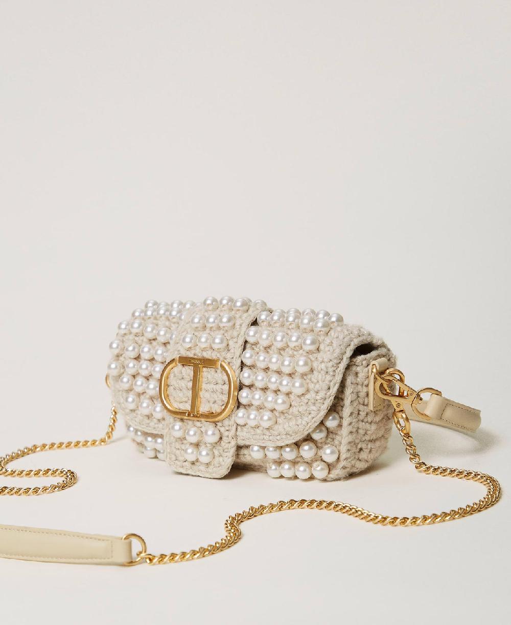 Scee by twin set Borsa a tracolla 'Amie' piccola crochet con perle In Linea