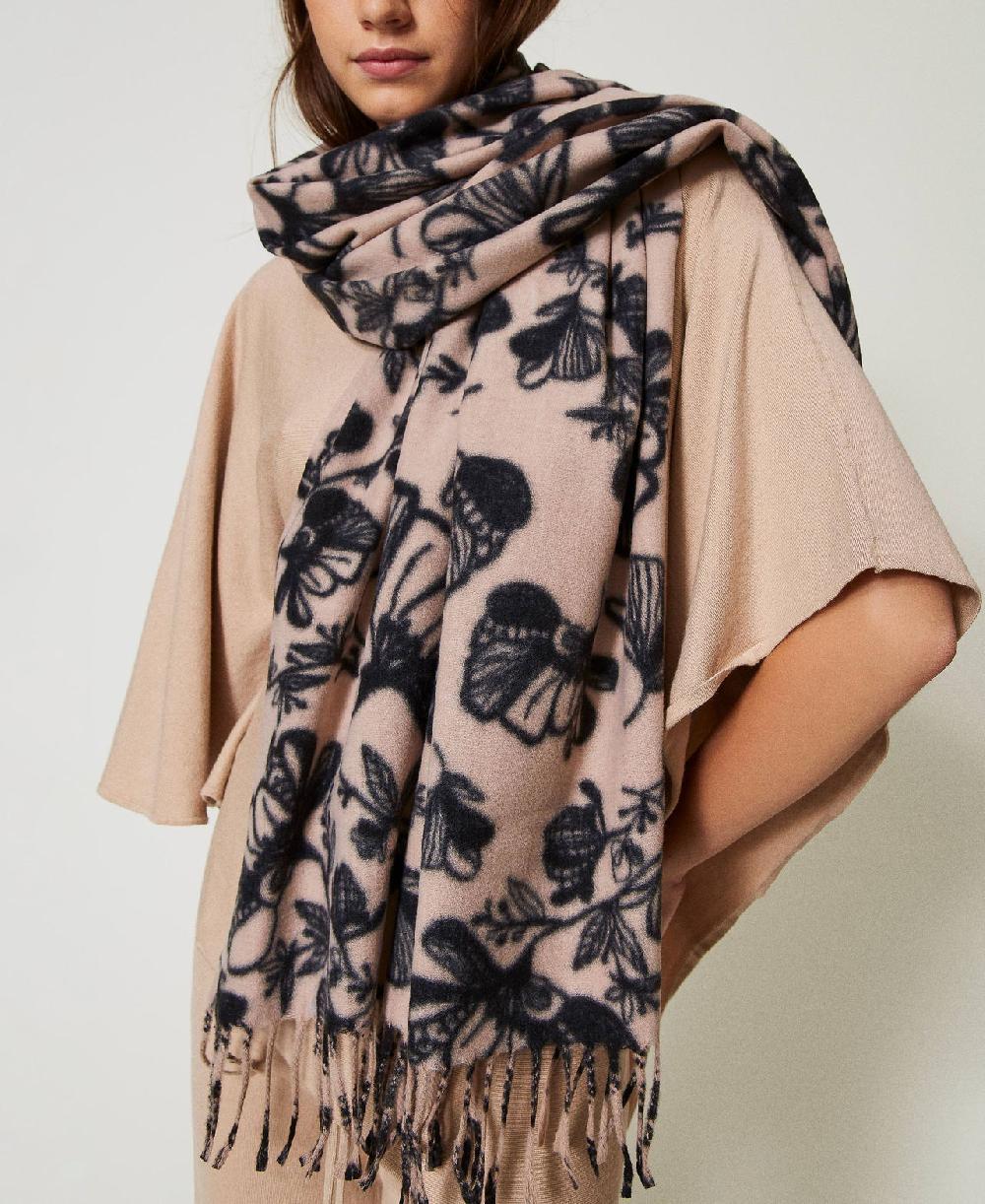 Scee by twin set Stola in panno a fiori Sottocosto