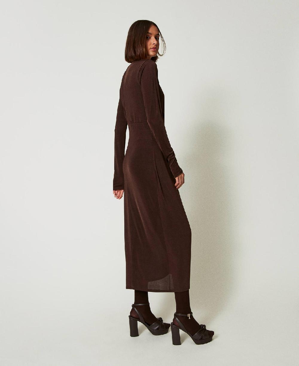 Scee by twin set Abito lungo in jersey con drappeggio laterale Vendita Calda