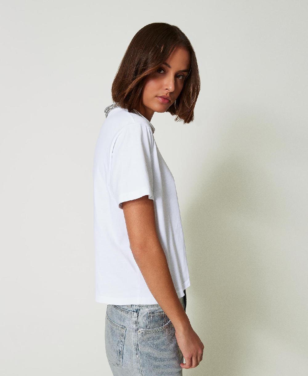 Scee by twin set T-shirt con ricamo a mano Italy