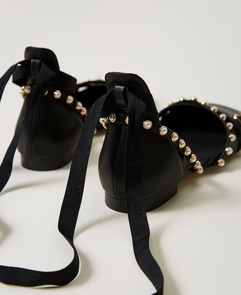 Scee by twin set Ballerine con perle e nastri Negozi Online