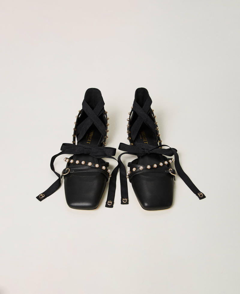 Scee by twin set Ballerine con perle e nastri Negozi Online