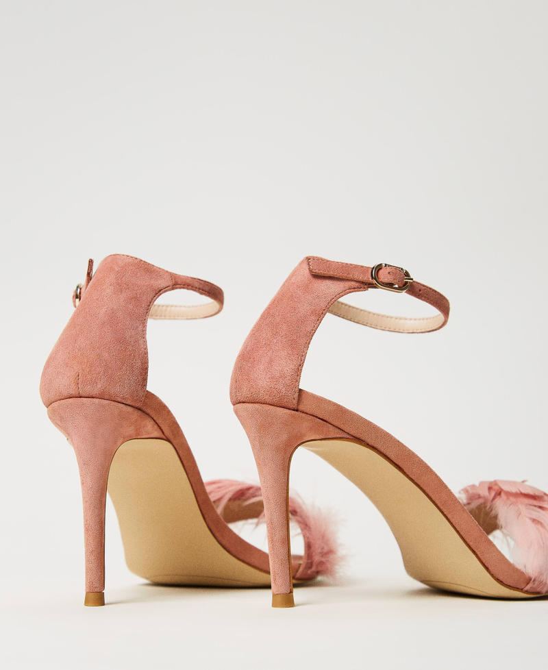 Scee by twin set Sandali in pelle con piume Promozione Limitata