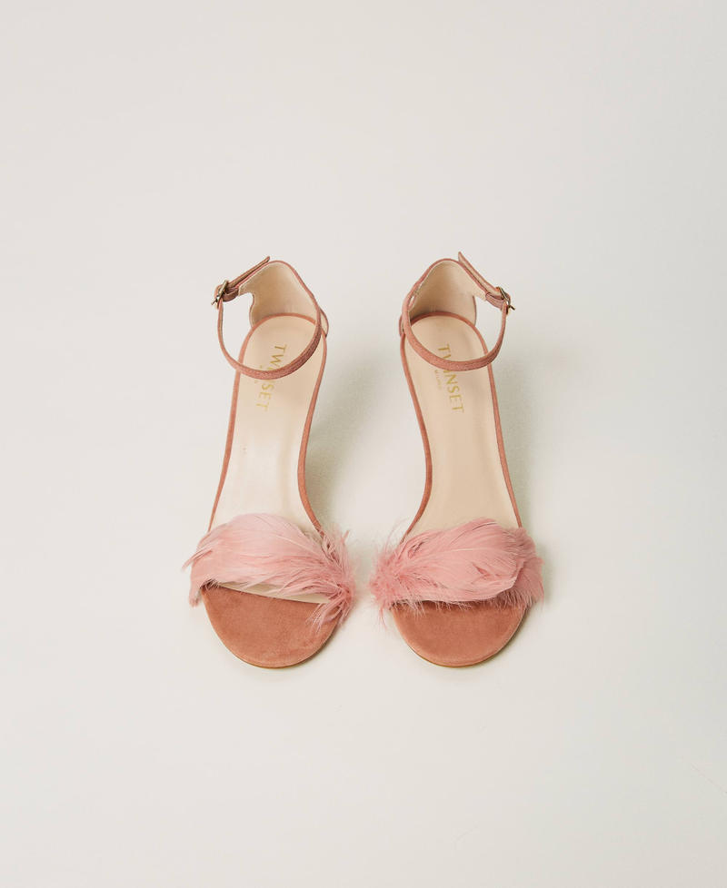Scee by twin set Sandali in pelle con piume Promozione Limitata