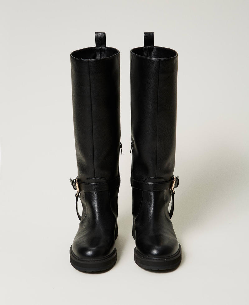 Scee by twin set Stivali biker in pelle con Oval T Convenienza
