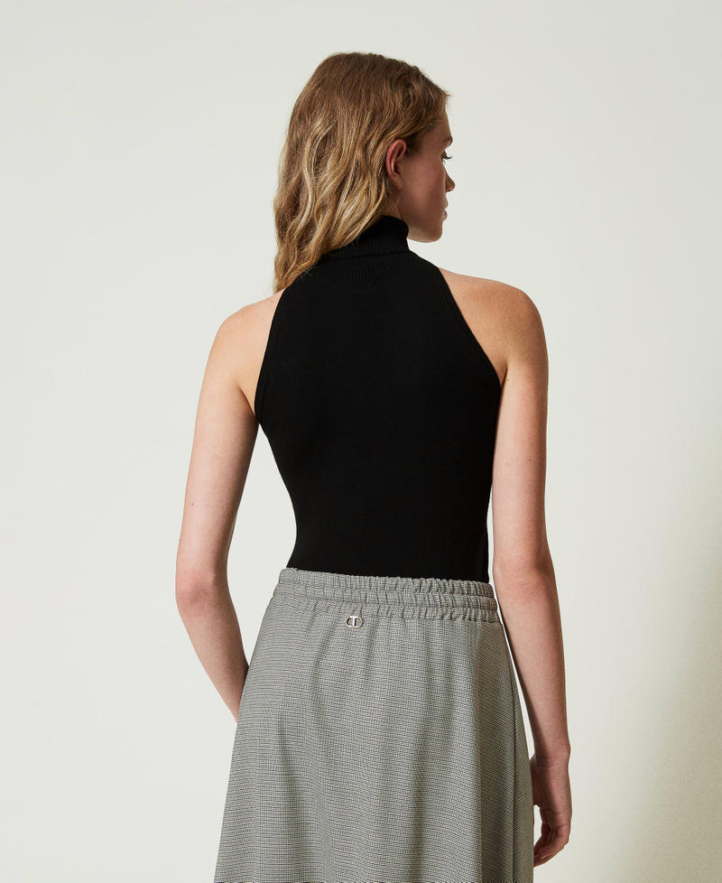 Scee by twin set Top halter fitted in maglia Sconto