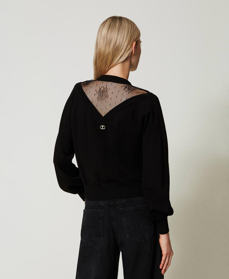 Scee by twin set Maglia con pizzo e fiocco In Vendita
