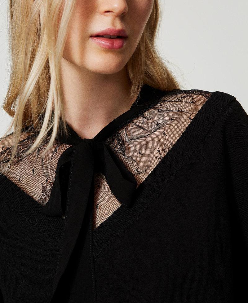 Scee by twin set Maglia con pizzo e fiocco In Vendita
