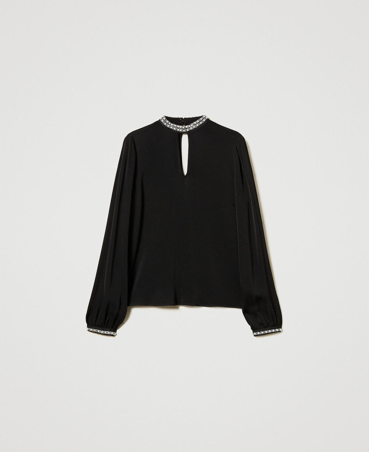 Scee by twin set Blusa in crêpe con ricami Vendita Calda