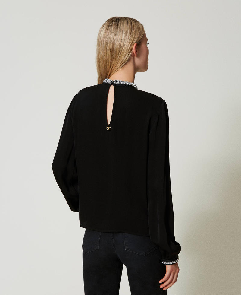 Scee by twin set Blusa in crêpe con ricami Vendita Calda