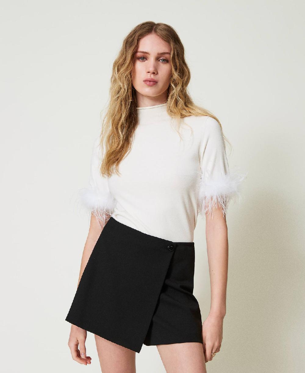 Scee by twin set Maglia lupetto con piume In Saldo