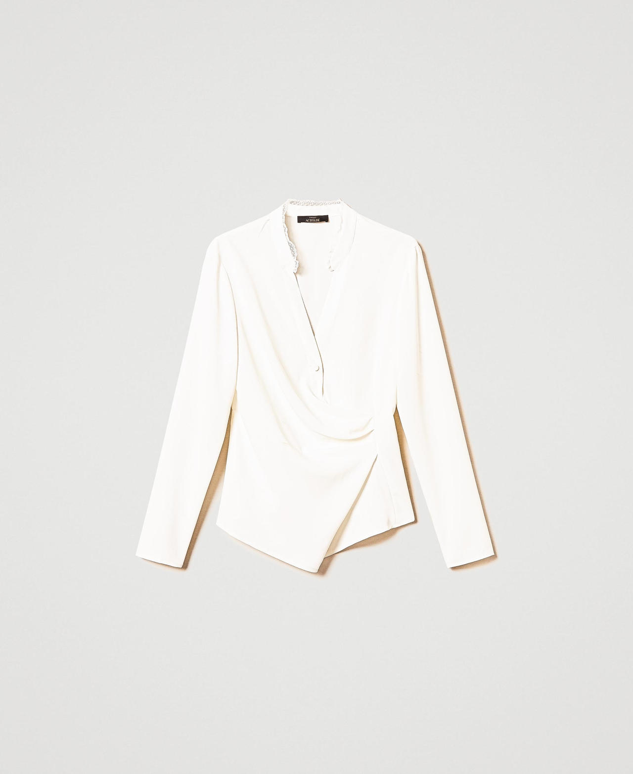 Scee by twin set Blusa in crêpe de Chine riciclato Nuova