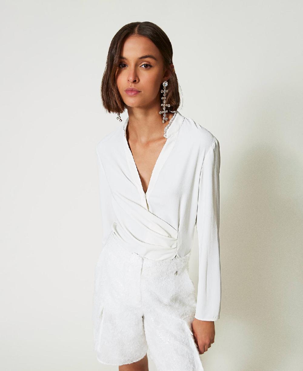 Scee by twin set Blusa in crêpe de Chine riciclato Nuova