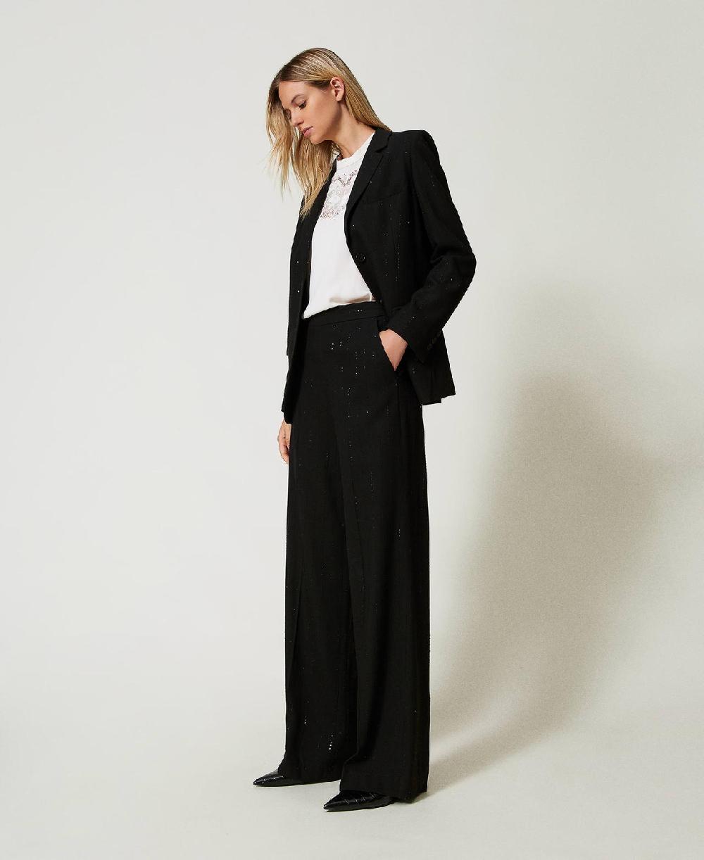 Scee by twin set Pantaloni in panno con paillettes 2025
