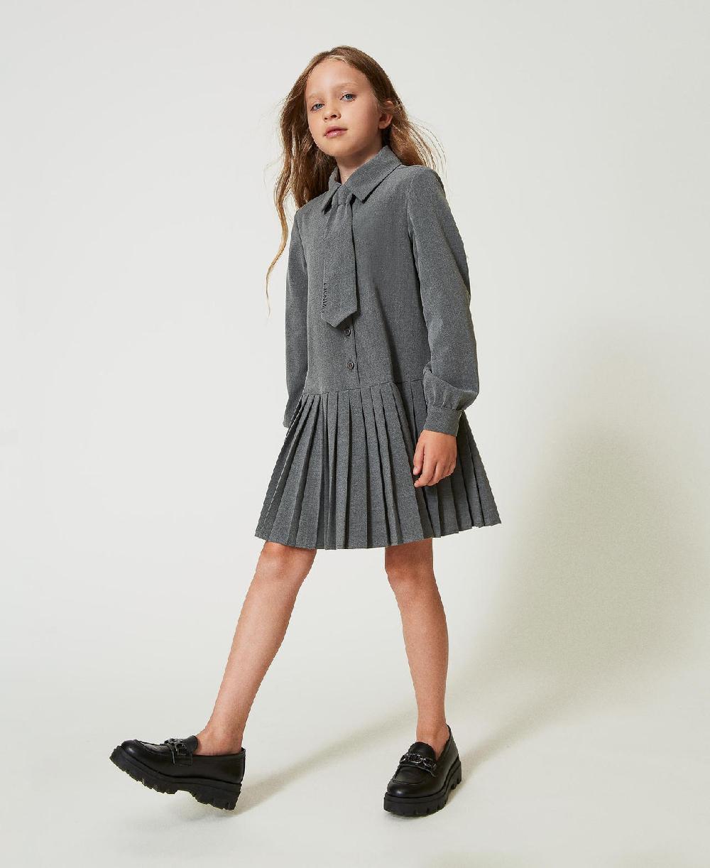 Scee by twin set Abito corto in flanella con cravatta In Linea