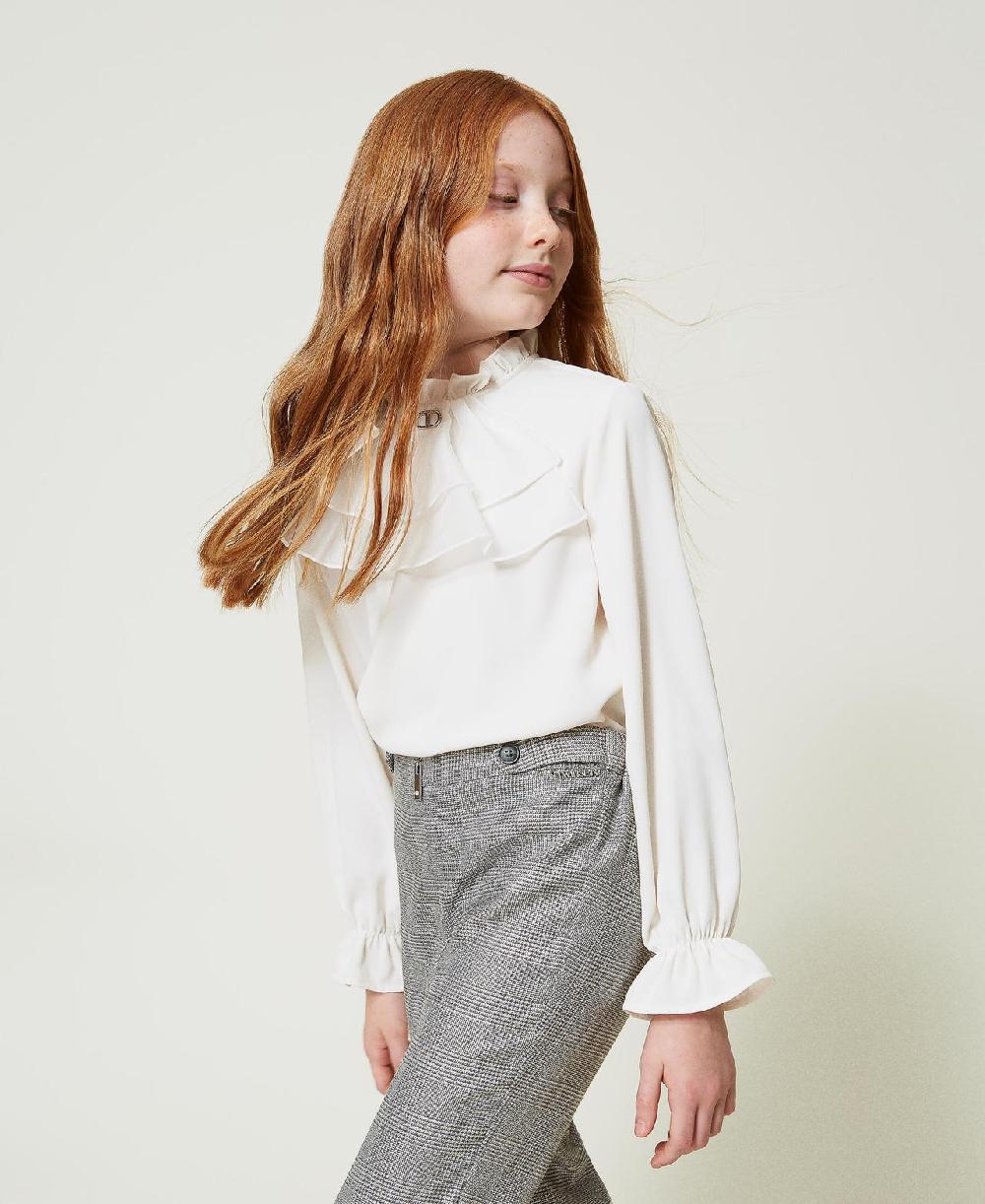 Scee by twin set Blusa in crêpe de Chine con jabot Vendita