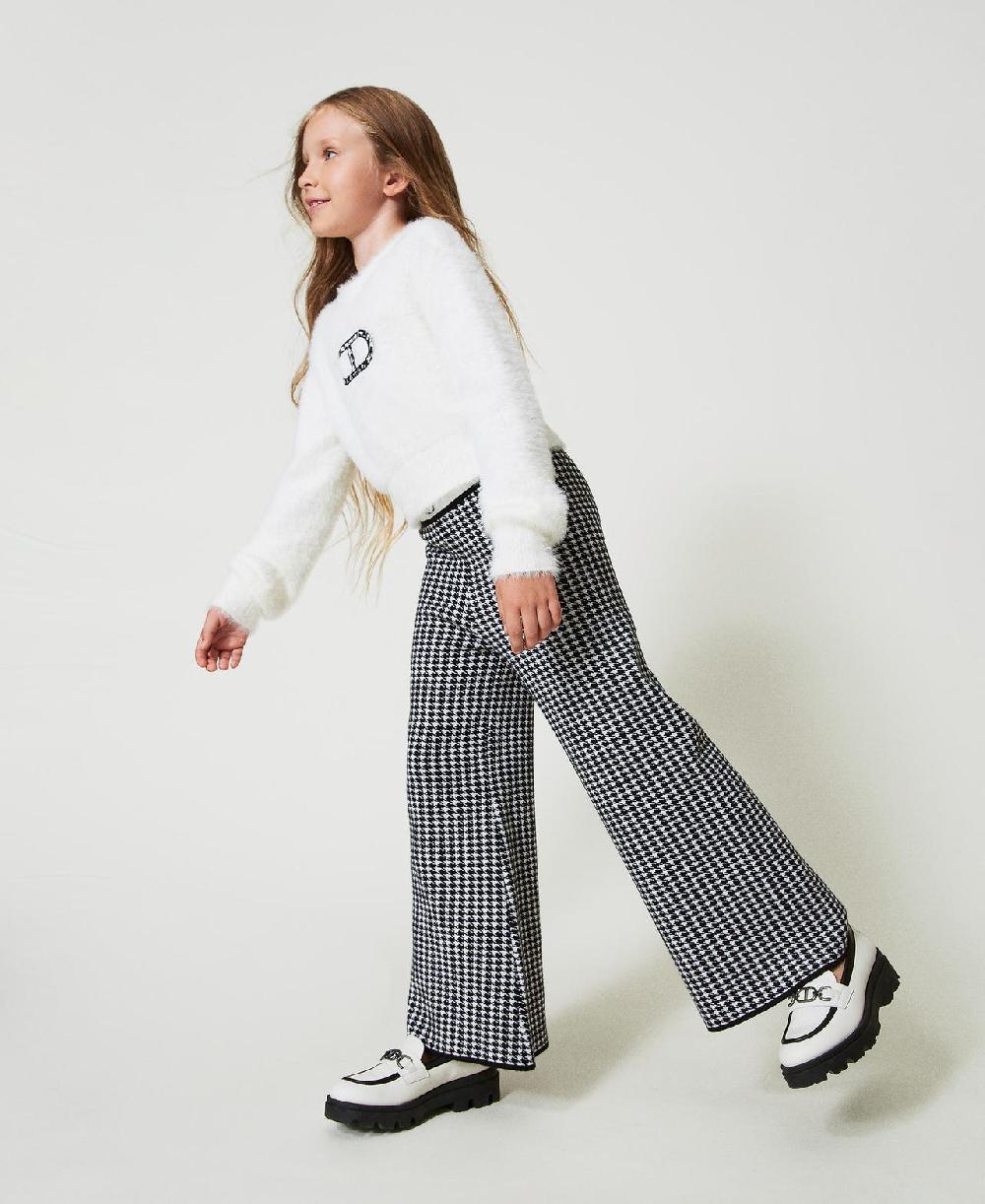 Scee by twin set Pantaloni in maglia jacquard pied de poule Promozione