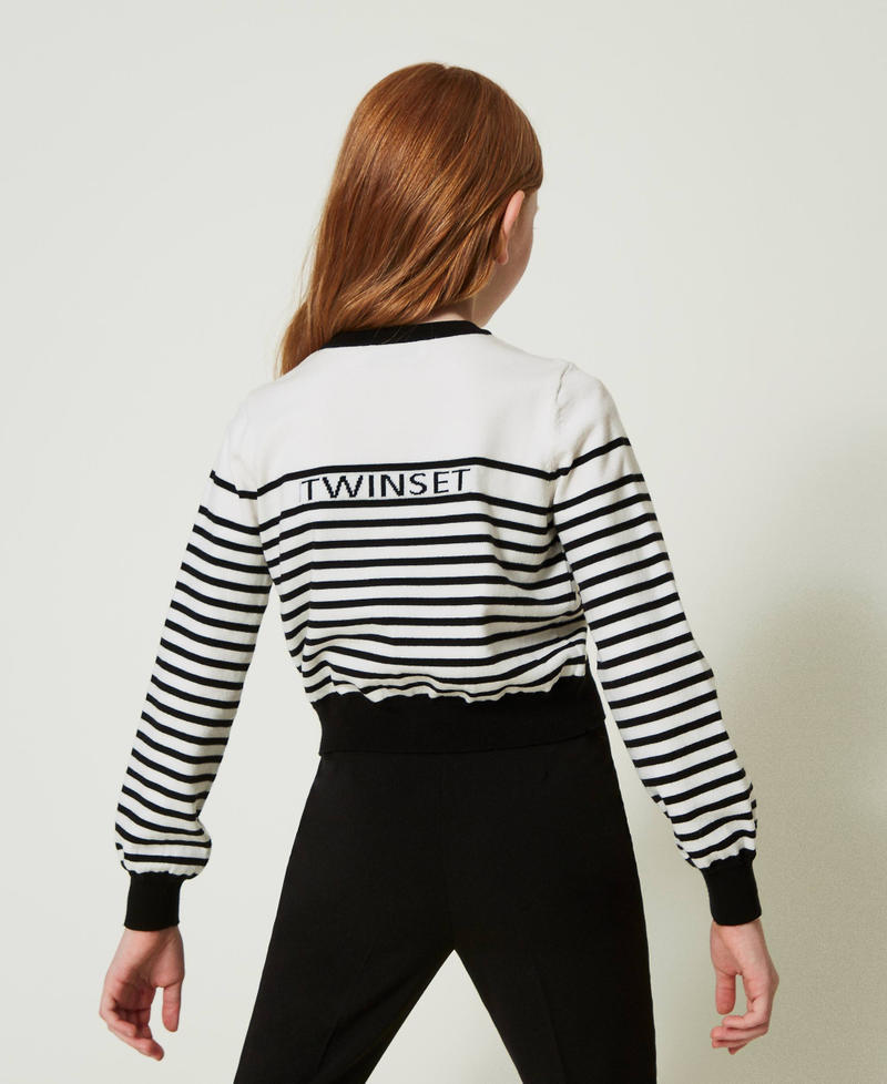 Scee by twin set Cardigan a righe con logo jacquard Consegna Veloce