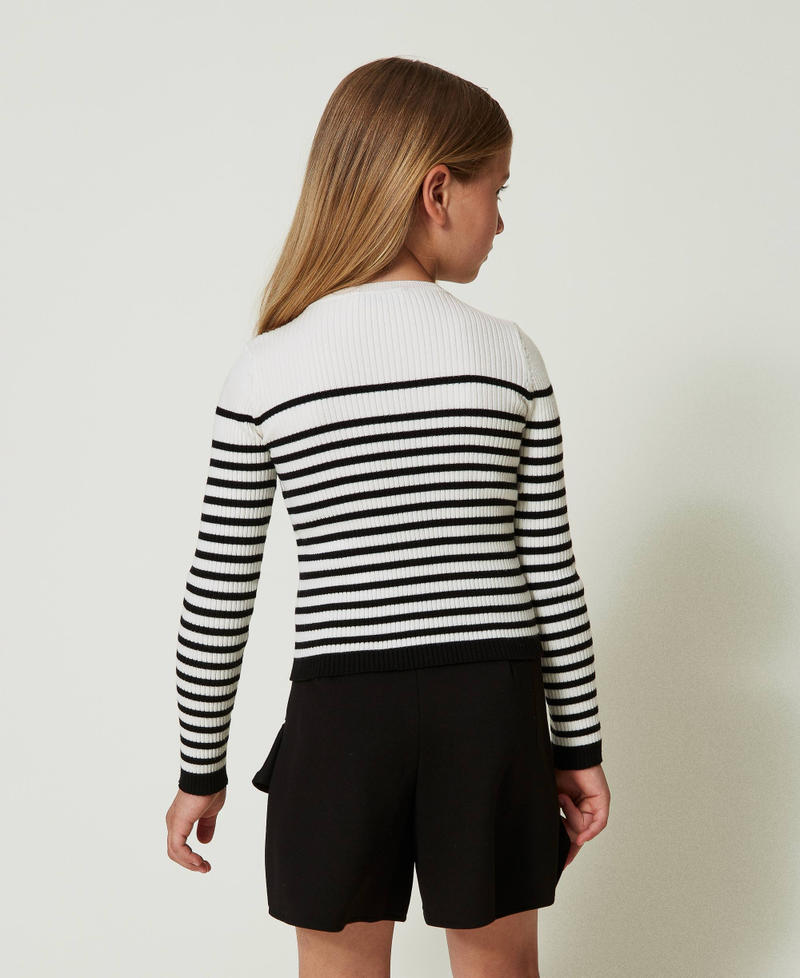Scee by twin set Maglia girocollo a righe con logo jacquard Promozione Limitata