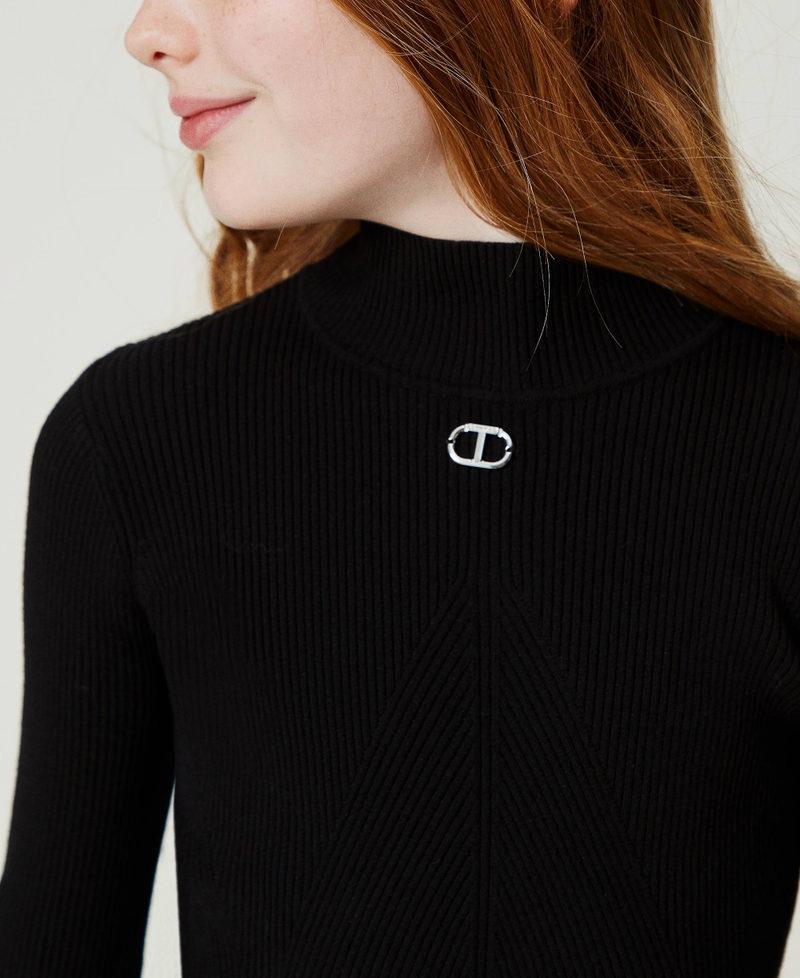 Scee by twin set Maglia lupetto a costine con logo Shopping Online