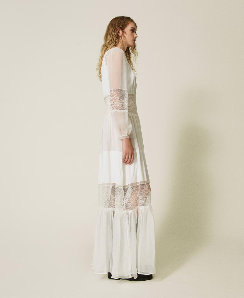 Scee by twin set Abito in creponne di seta con pizzo Sottocosto