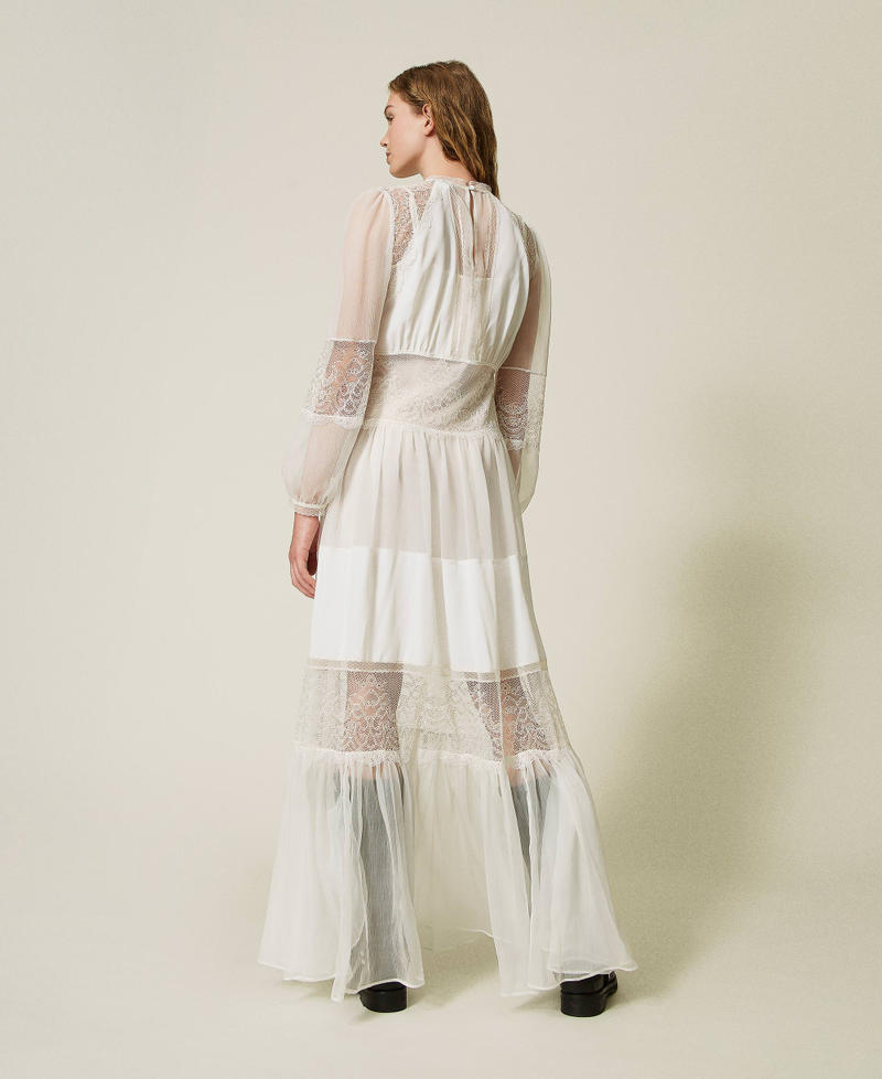 Scee by twin set Abito in creponne di seta con pizzo Sottocosto