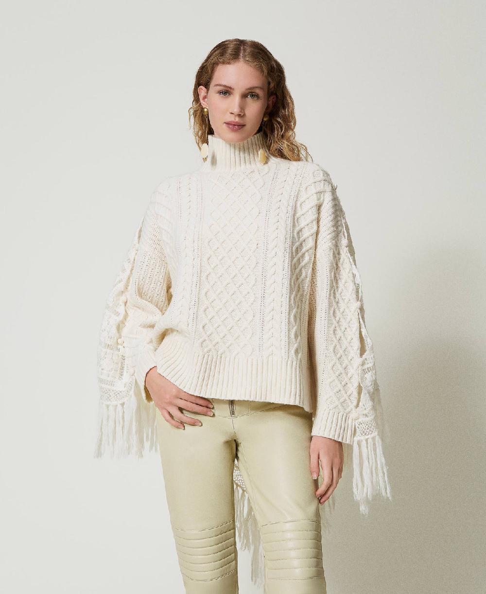 Scee by twin set Maxi maglia in misto lana con stola Outlet