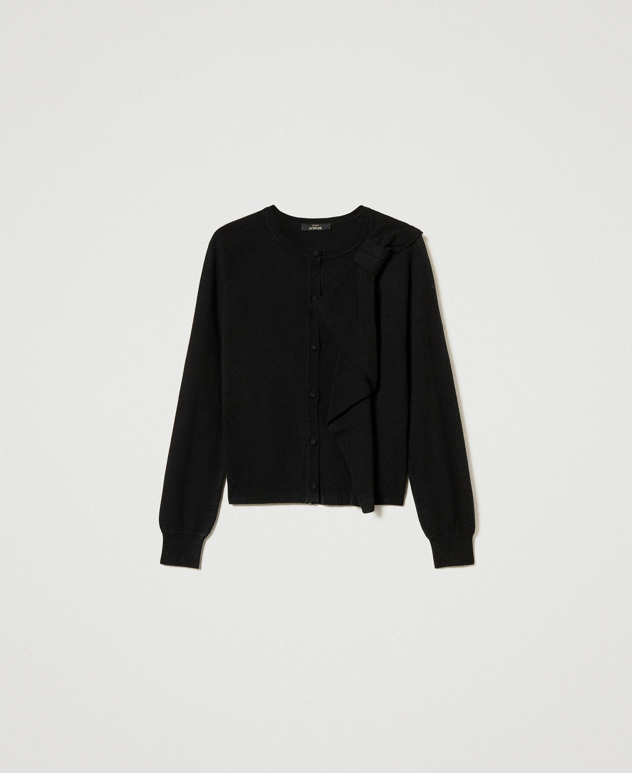 Scee by twin set Cardigan in misto lana con maxi fiocco Moda