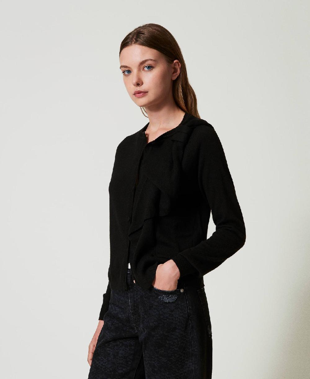 Scee by twin set Cardigan in misto lana con maxi fiocco Moda