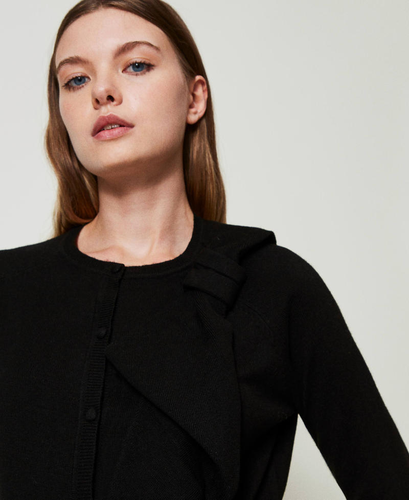 Scee by twin set Cardigan in misto lana con maxi fiocco Moda